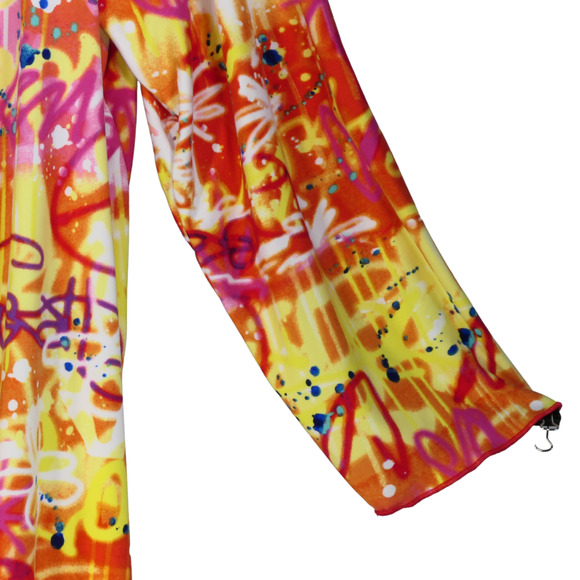 Paper Tee Cardigan Sweater Womens Size 3X Graffiti Long Duster Open Boho Hip - Picture 3 of 13